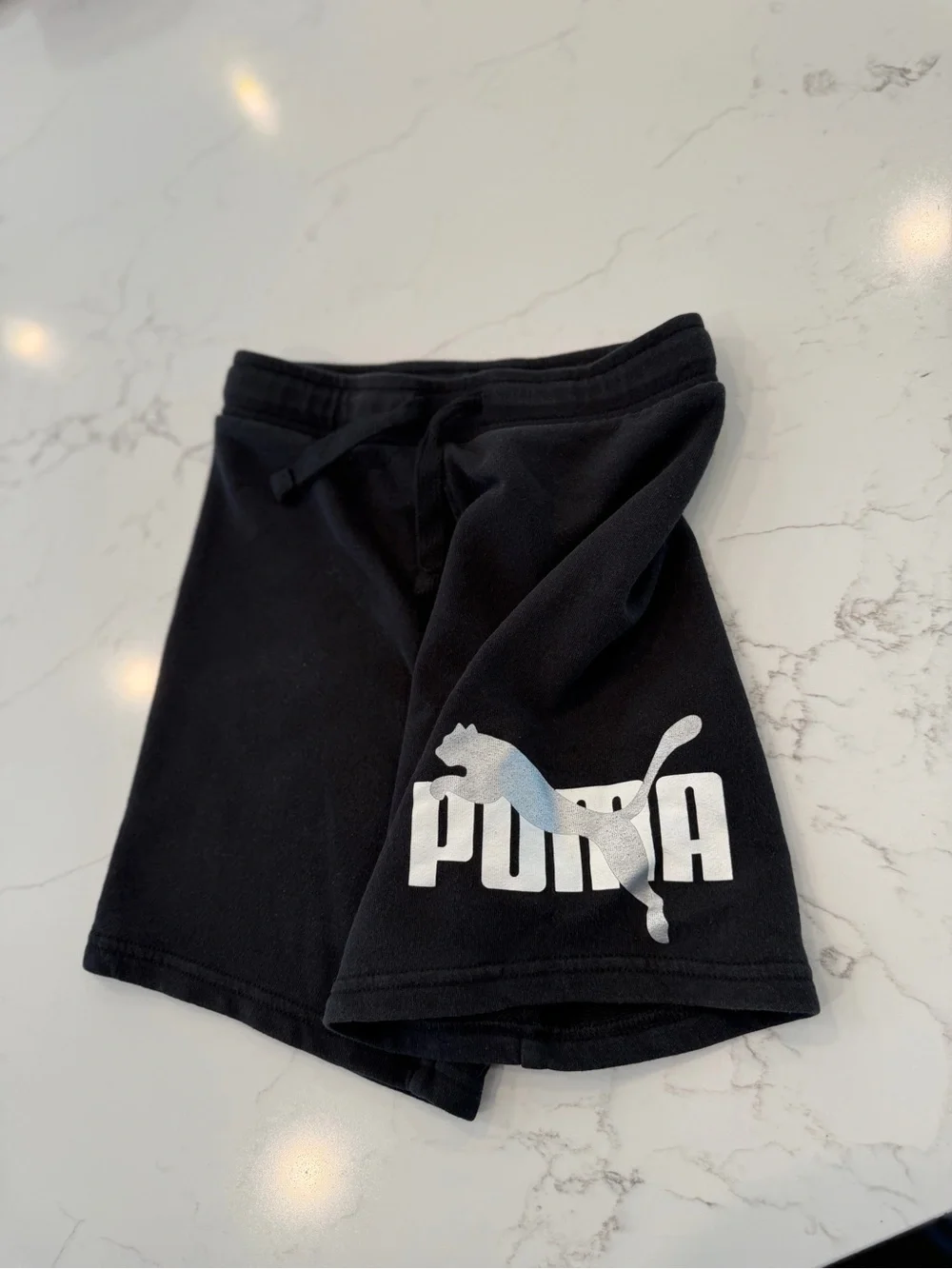 Puma Black Athletic Shorts with White Logo